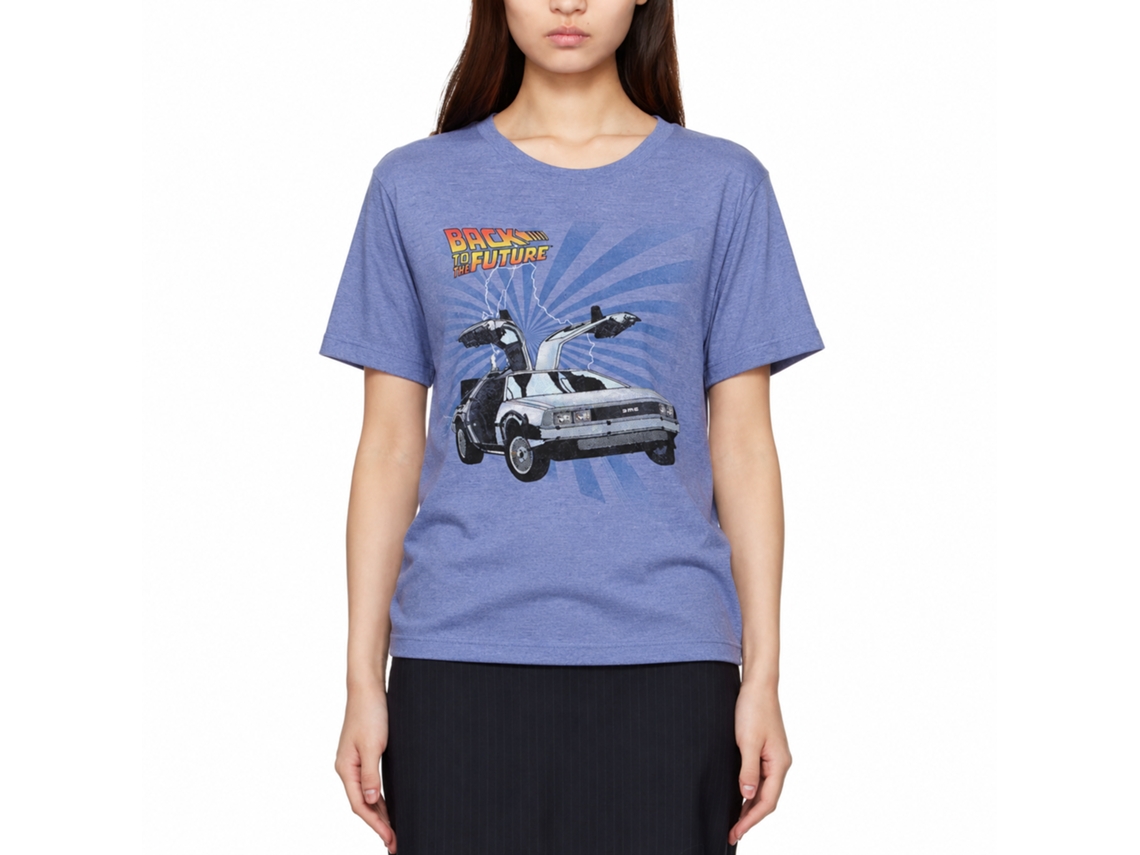 Rockinstone Back To The Future Movie Comical Heather Light Blue Adult T-shirt Size:l