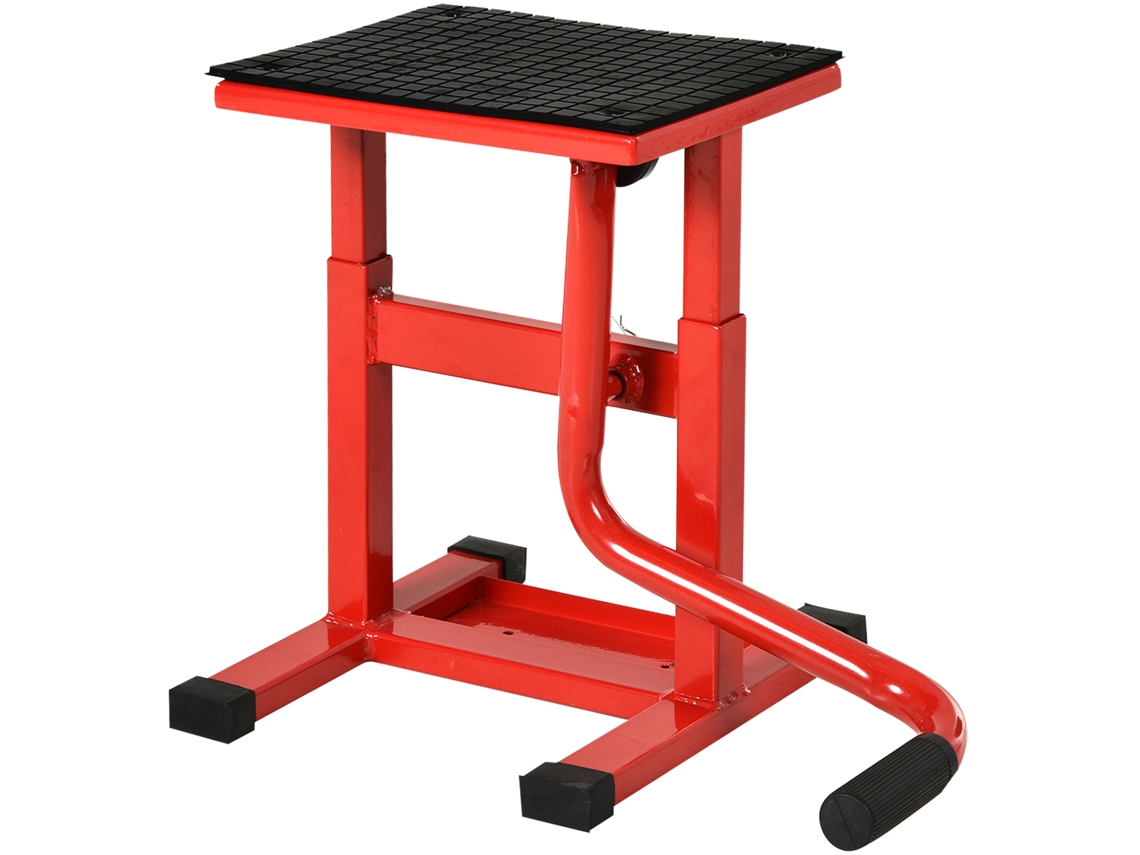 Plataforma Elevatória Altura Ajustável 27,5-39,5 Cm Para Motocicletas Com Base Antiderrapante 48x34x43 Vermelho