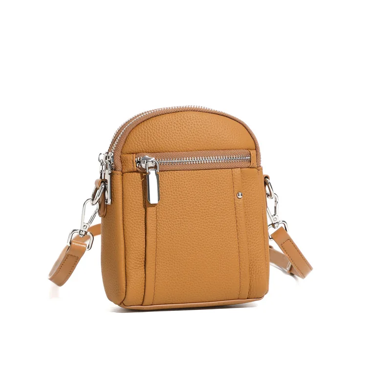 Bolsa Transversal Feminina De Couro Genuíno (marrom, 14 X 7 X 18 Cm), Modelo Simples E Luxuoso.