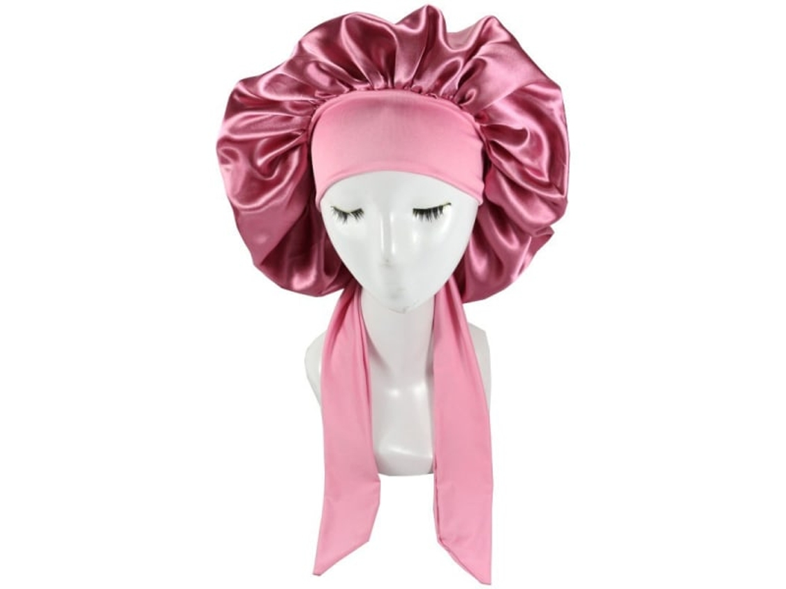 Touca de dormir Aquaforge de seda acetinada para cabelos cacheados naturais, rosa escuro