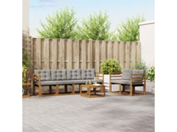 Vidaxl Conjunto De Sofás Para Exterior 7 Unid. Cinza Natural E Claro