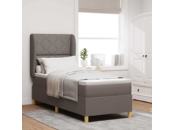 Vidaxl Cama Box Com Cabeceira Cinzento-acastanhado 200 X 80 Cm Tecido