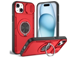 Capa Zruxe Compativel Com Iphone 15 Plus (magsafe - Suporte Giratorio - Camshield - Vermelha)