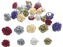 Conjunto Totority com 30 Alfinetes de Resina em Formato Rosa para Mesa e Festas, Design Floral Decorativo, Multiuso