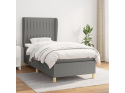 Vidaxl Cama Com Molas/colchão 100x200 Cm Tecido Cinza-escuro