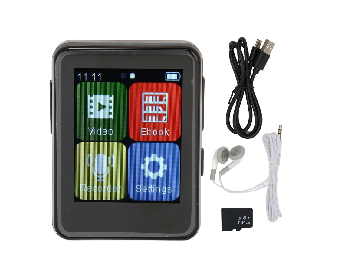 Mp3 Player Reprodutor de Música Inteligente Hd com Redução de Ruído EOOCOO (tela Touch Hd de 1,8 Polegadas, Bluetooth 5.0)
