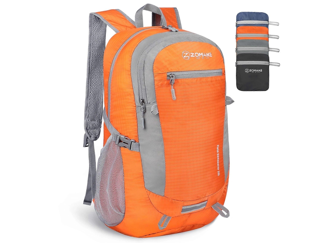 bqmochila Zomake Ultra Compacta E Pequena De 35l Dobrável Ultraleve Para Camping, Pesca E Uso Impermeável, Para Homens E Mulheres, Cor Laranja