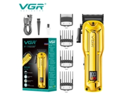 (dourado) Máquina De Cortar Cabelo Elétrica Com Visor Digital Lcd Metálico