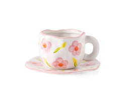 (estilo 2) Xícara De Café De Cerâmica Com Estampa Floral Pintada À Mão, Inclui Xícara E Colher.