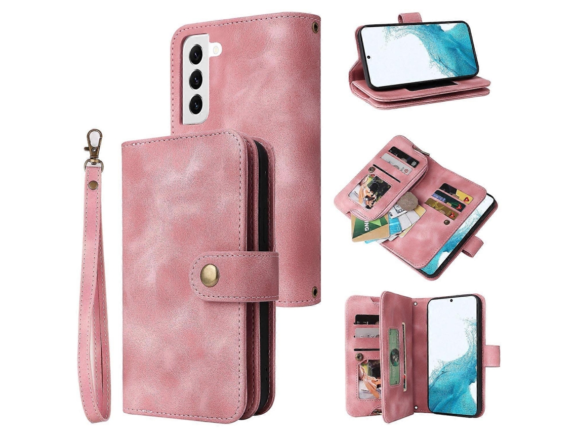 Capa De Couro Com Zíper E Compartimento Para Cartão Multifuncional Para Samsung Galaxy S22 5g
