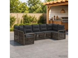 Vidaxl Conjunto De Sofá De Jardim 7 Unid. 7-número De Lugares Cinzento
