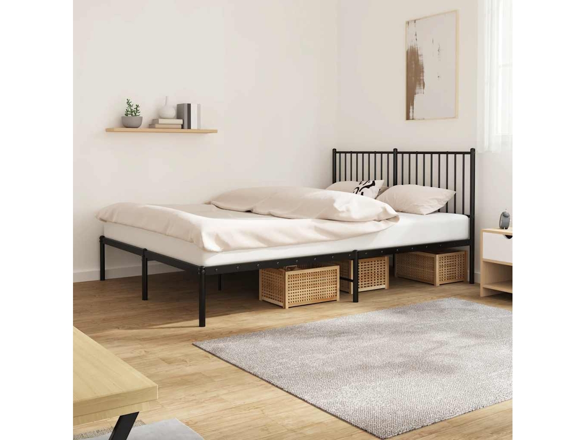 Vidaxl Estrutura De Cama Com Cabeceira 160x200 Cm Metal Preto