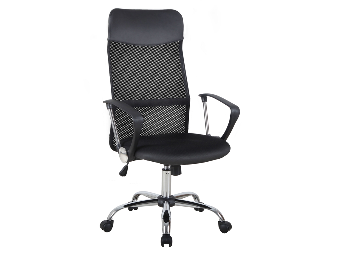 Cadeira De Escritório Ergonômica Giratória E Reclinável Com Rodízios, Altura Ajustável E Encosto Em Tela, 63x65x109-119 Cm, Preta