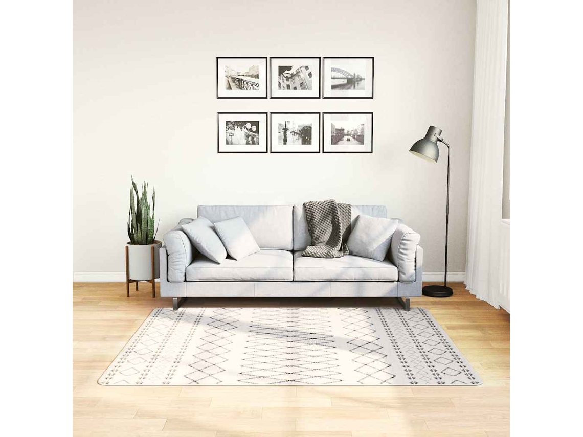 Vidaxl Tapete Lavável 120x170 Cm Preto E Branco