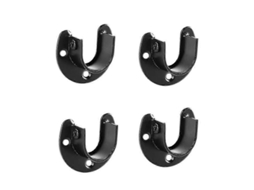 Rebe 4 Suportes de Tubo Redondo para Barra de Cortinas 25mm Brida Aberta Acero Inoxidable Negro