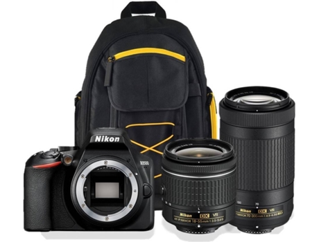 Kit Máquina Fotográfica Reflex NIKON D3500 + 18-55VR + 70-300VR + Mochila (24.78 MP - Sensor DX - ISO: 100 a 25 600)