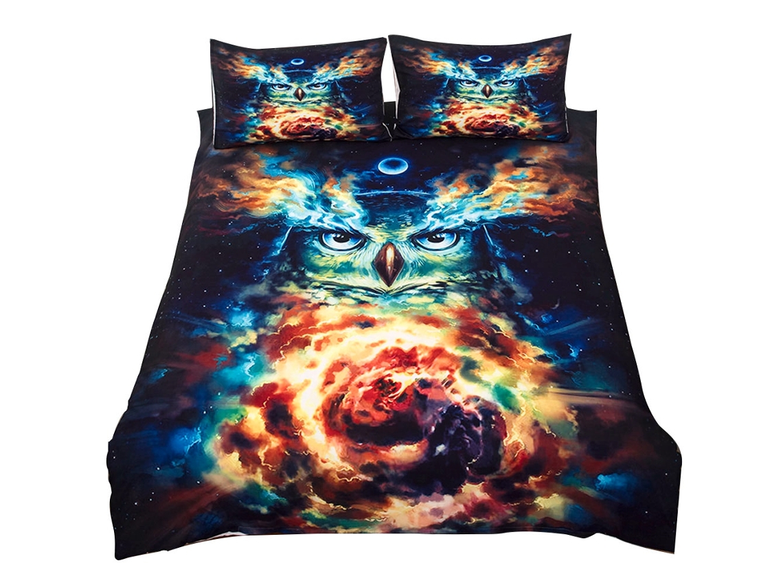 Conjunto de lençóis padrão coruja lua via láctea 3 peças suave confortável uk S/MARCA