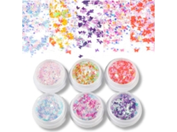 1 Conjunto de Lantejoulas de Borboleta para Unhas 6 Caixas em Um Conjunto