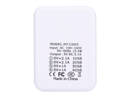 Carregador Inteligente 4 Portas Usb LAXISCREED Branco Eua