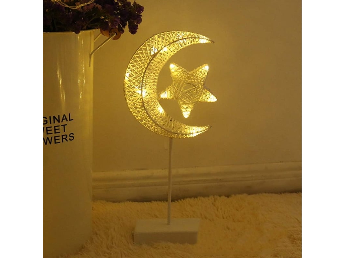 Lâmpada De Mesa Em Forma De Estrela E Lua, Luz Ambiental, Operada Por Bateria, Para Festa E Presente
