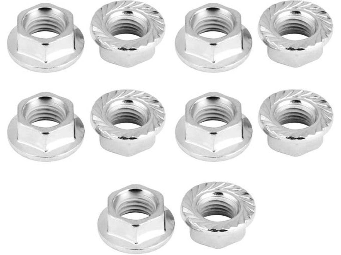 Porcas Flangeadas M10 X 1,5 Mm, Porcas De Travamento Sextavadas De 10 Dentes, Aço Inoxidável 304 (20 Peças)