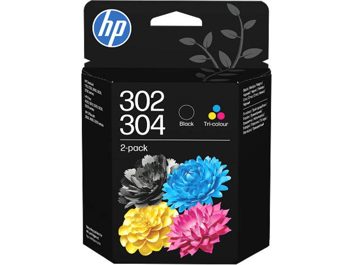 Pack 2 Tinteiros HP Cartucho 302 + 304 Tricolor e Preto (Outlet Grade A)