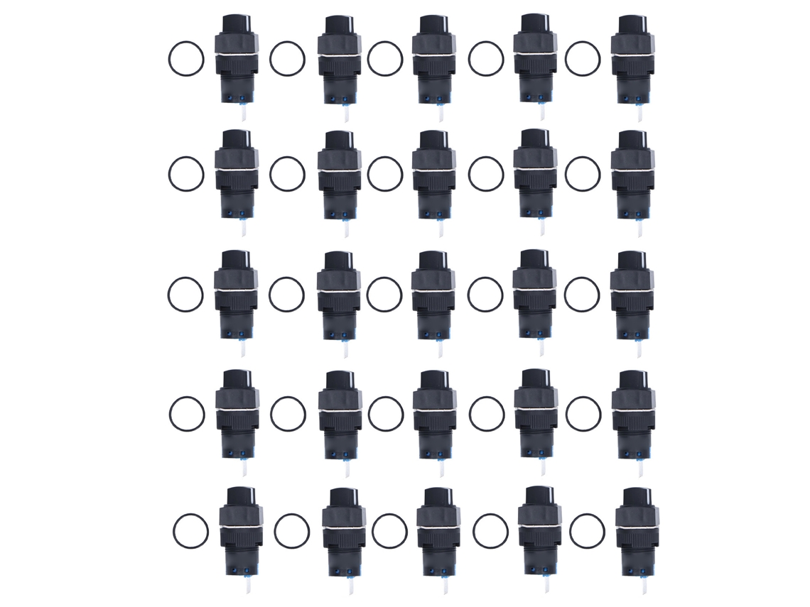 Kit com 25 Interruptores Rotativos de 2 Posições, Autobloco, 16mm