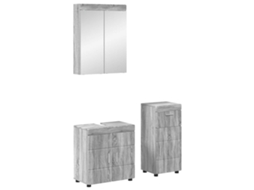 Vidaxl Conjunto De Móveis Para Banheiro Tulum 3 Unid. Cinza Sonoma
