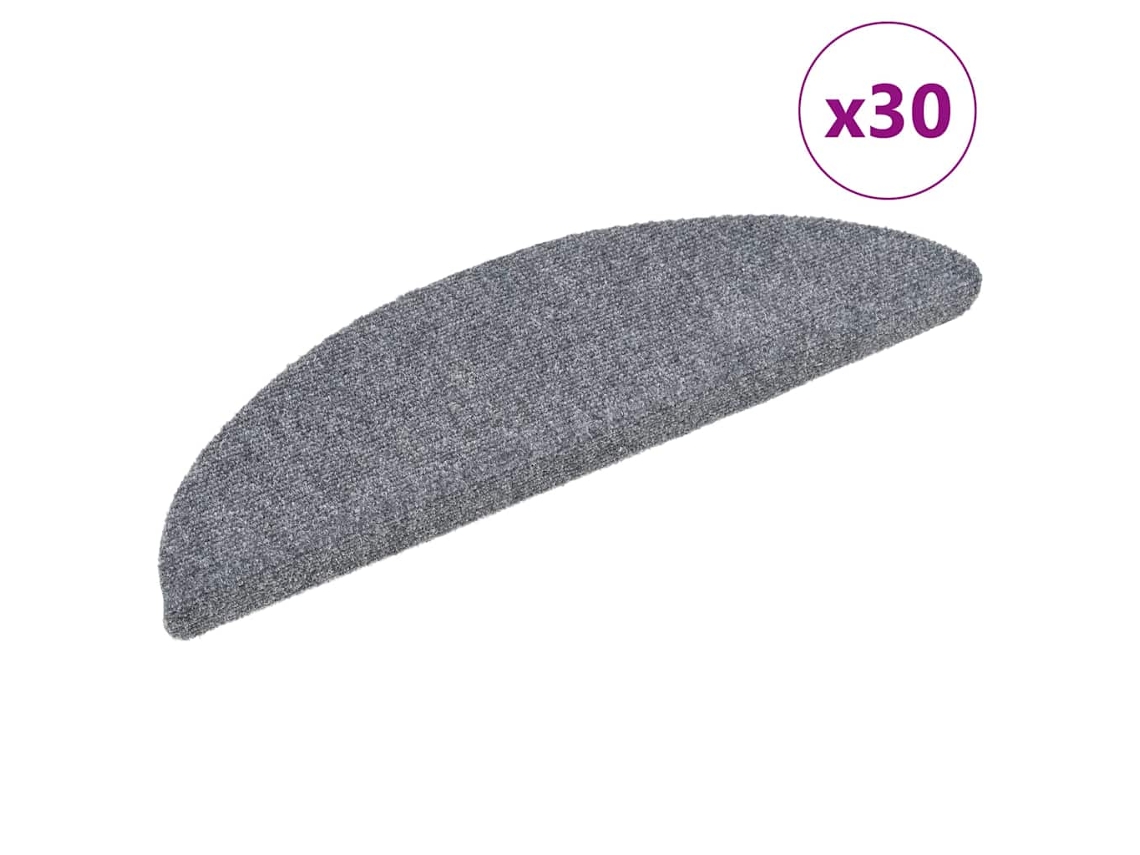 Vidaxl Tapetes De Escada Autoadesivos 30 Peças 56x17x3 Cm Cinza Claro Semicircular