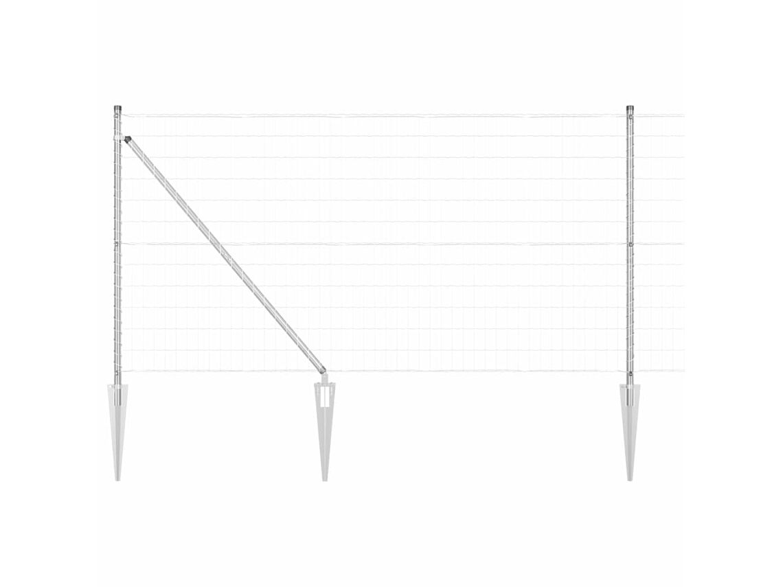 Conjunto 1 Cerca Externa Vidaxl Prateado Aço