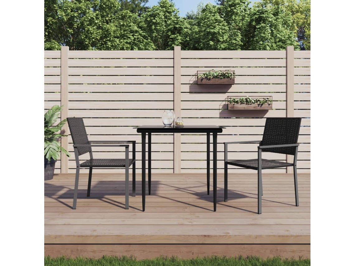 Cadeiras De Jardim 2 Pcs | Cadeira De Exterior 54x62,5x89 Cm Vime Pe Preto