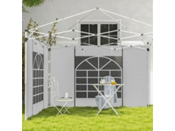 Pavilhão Lateral 2 Peças Com Janela E Porta Para Tenda De Festa 3x3/3x6 M, Oxford, Branco Liptaptyn