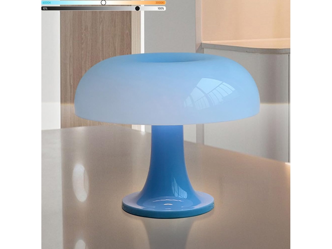 Luminária De Mesa Led Em Formato Cogumelo Com Cabo Usb E Interruptor Laranja Para Ambientes Internos, Intensidade