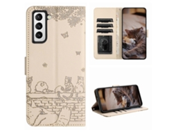 Capa De Couro Para Celular Com Estampa De Gato E Cordão