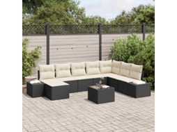Vidaxl Conjunto De Sofá De Jardim 9 Unid. Preto Vime Pe