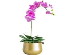 Vaso decorativo redondo de metal para sala de estar, vaso para flores artificiais ou naturais, presente ideal para casa e escritório.