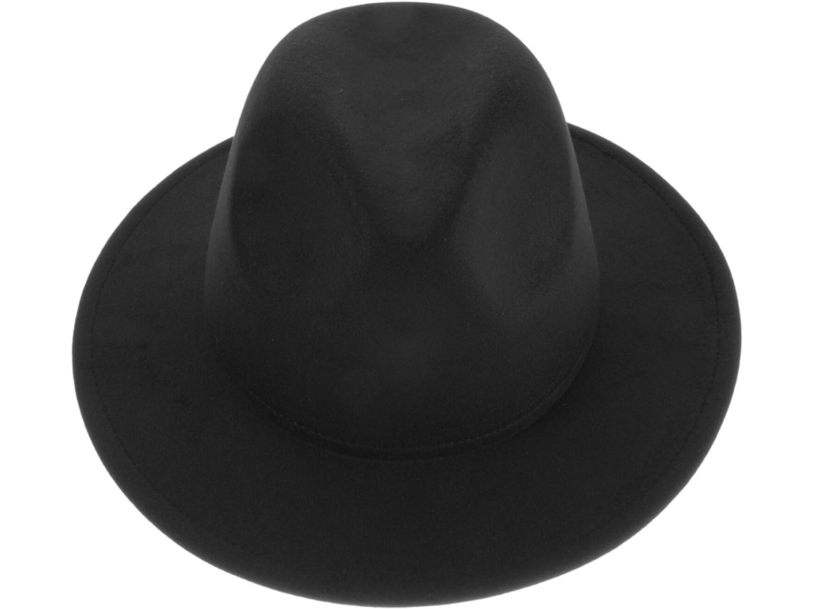 Boné Feminino Estilo Fedora Em Lã Bicolor Preta E Vermelha, Tamanho 56-58 Cm, Com Aba Larga E Plana.