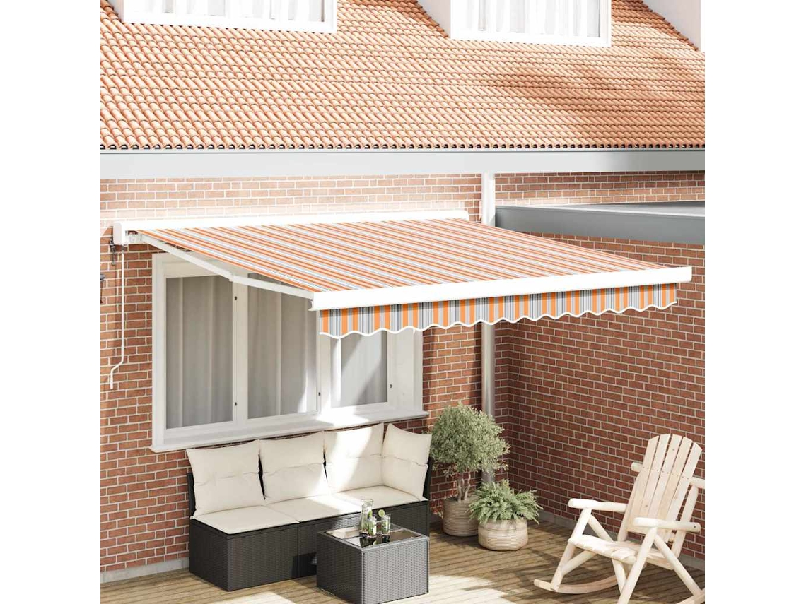 Vidaxl Toldo Retrátil Multicolor 300 X 250 X 165 Cm Tecido E Metal