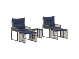 Maison Exclusive - Conjunto De Móveis Para Exterior 11 Pcs Cinza E Azul Marinho