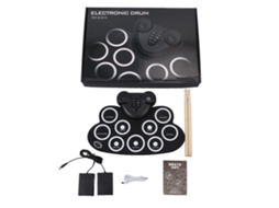 Walshlxq bateria Eléctronica Plegable de Doble Bocina Recargable para Niños Bateria de Práctica Eléctrica Enrollable