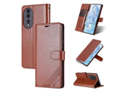 Capa De Celular Flip Em Couro Texturizado Com Pele De Carneiro Azns Para Honor 80