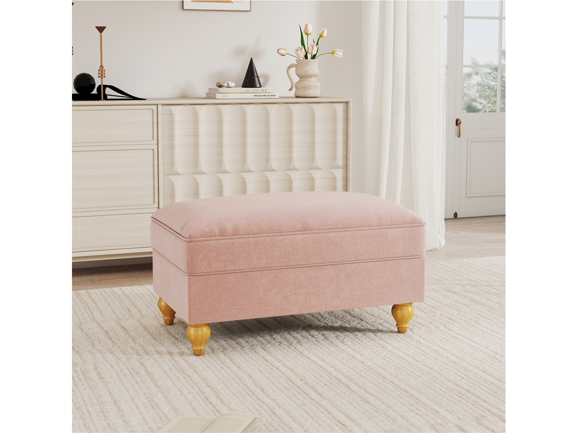 Banco Windsor Em Chenille, Rosa