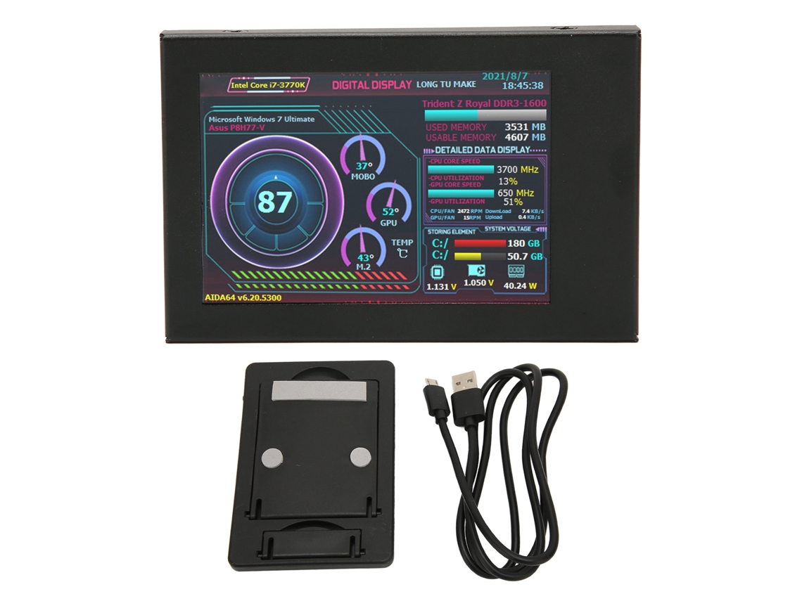 Monitor de Temperatura do Computador 3,5 Polegadas Ips Usb Mini Tela Aida64 Cpu Ram Sensor Dinâmico