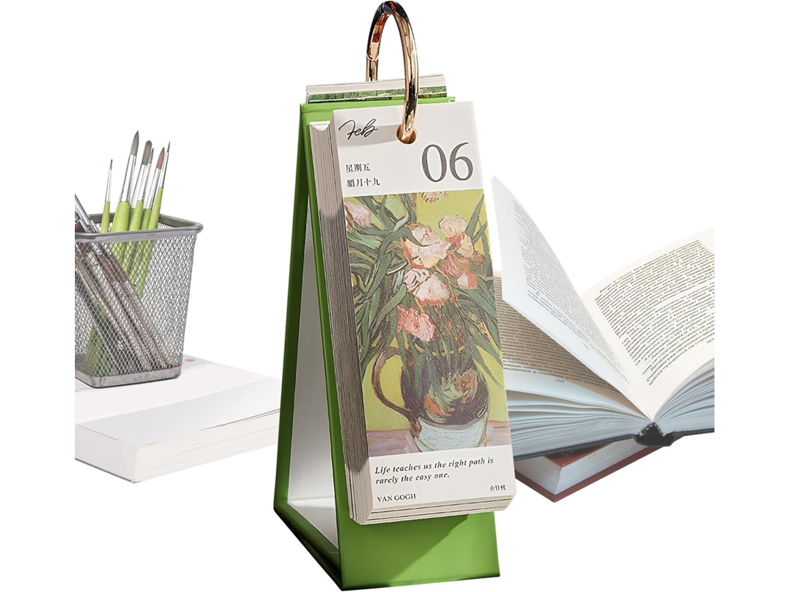 Calendário De Mesa 2026 Design Pintura A Óleo Vintage Com Estética