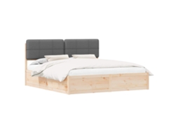 Estrutura de Cama com Cabeceira Estofada Cinza Escuro MAISON EXCLUSIVE