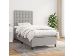 Cama Com Molas/colchão 80x200 Cm Tecido Cinza-claro