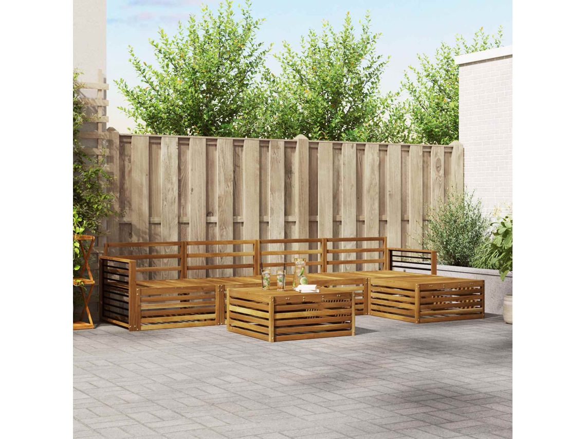Vidaxl Conjunto De Sofás Para Exterior 6 Pcs Natural