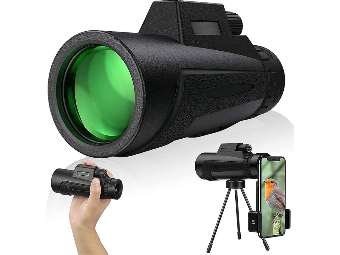 Telescópio Monocular 12x50 Hd Bak4 Prisma Ip68 Anti Fog Resistente Poeira Adaptador Smartphone Tripé Observação Pássaros Caça Turismo Preto Bestvite