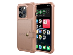 Capa Para Iphone 15 Pro Pele Sintética Magnética Com Porta-cartões Rosa