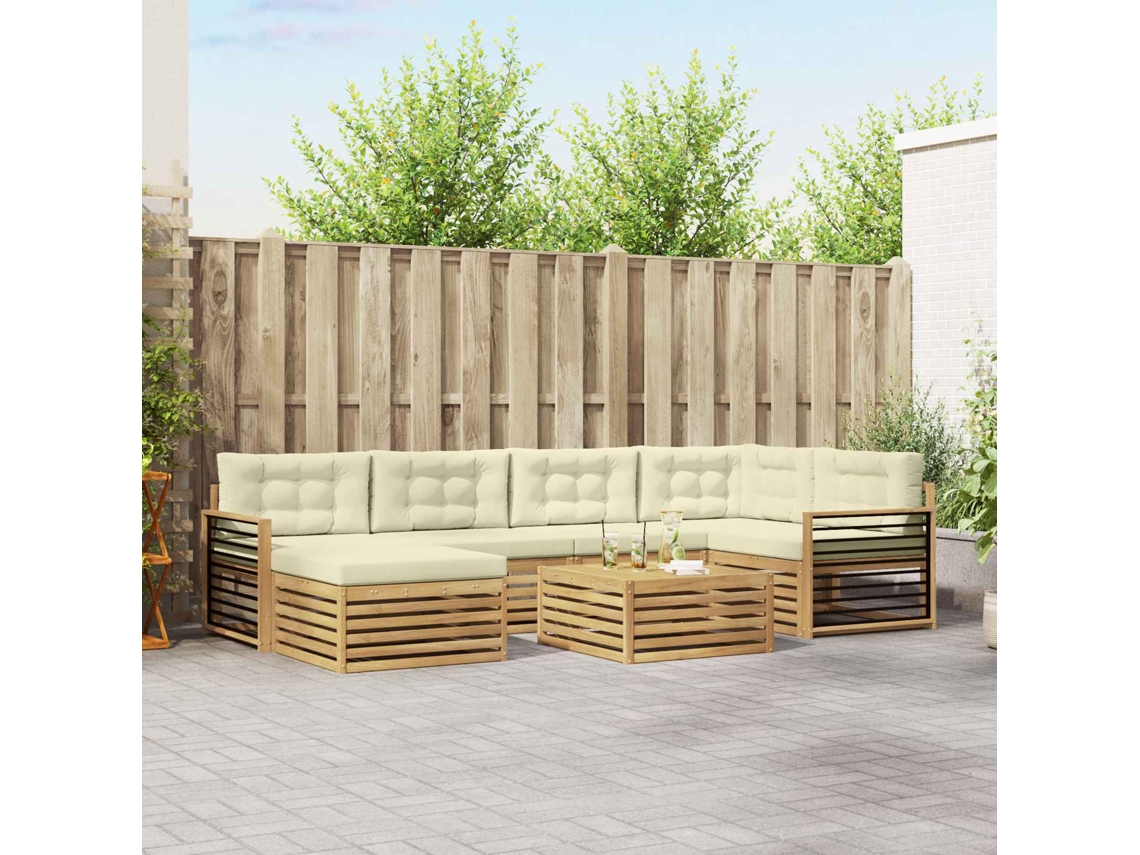 Vidaxl Conjunto De Sofás Para Exterior 7 Unid. Branco E Creme